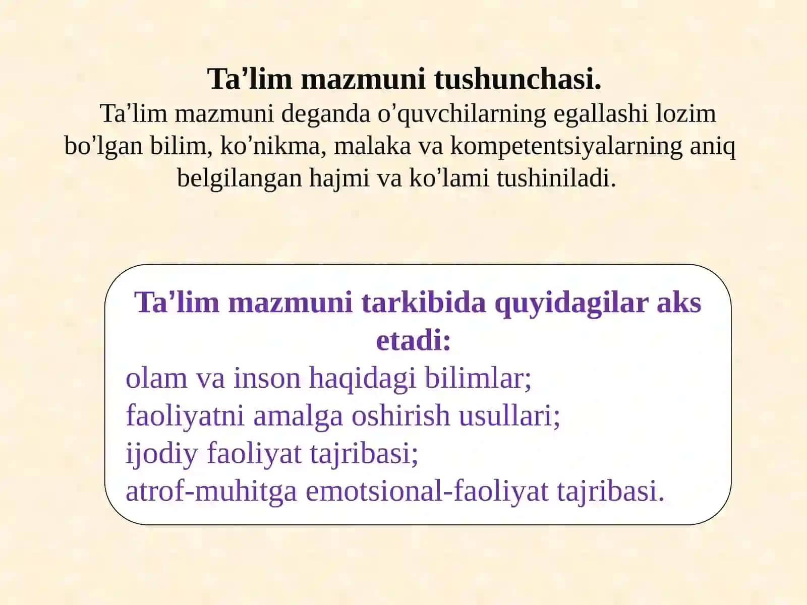 Ta'lim Mazmuni 3