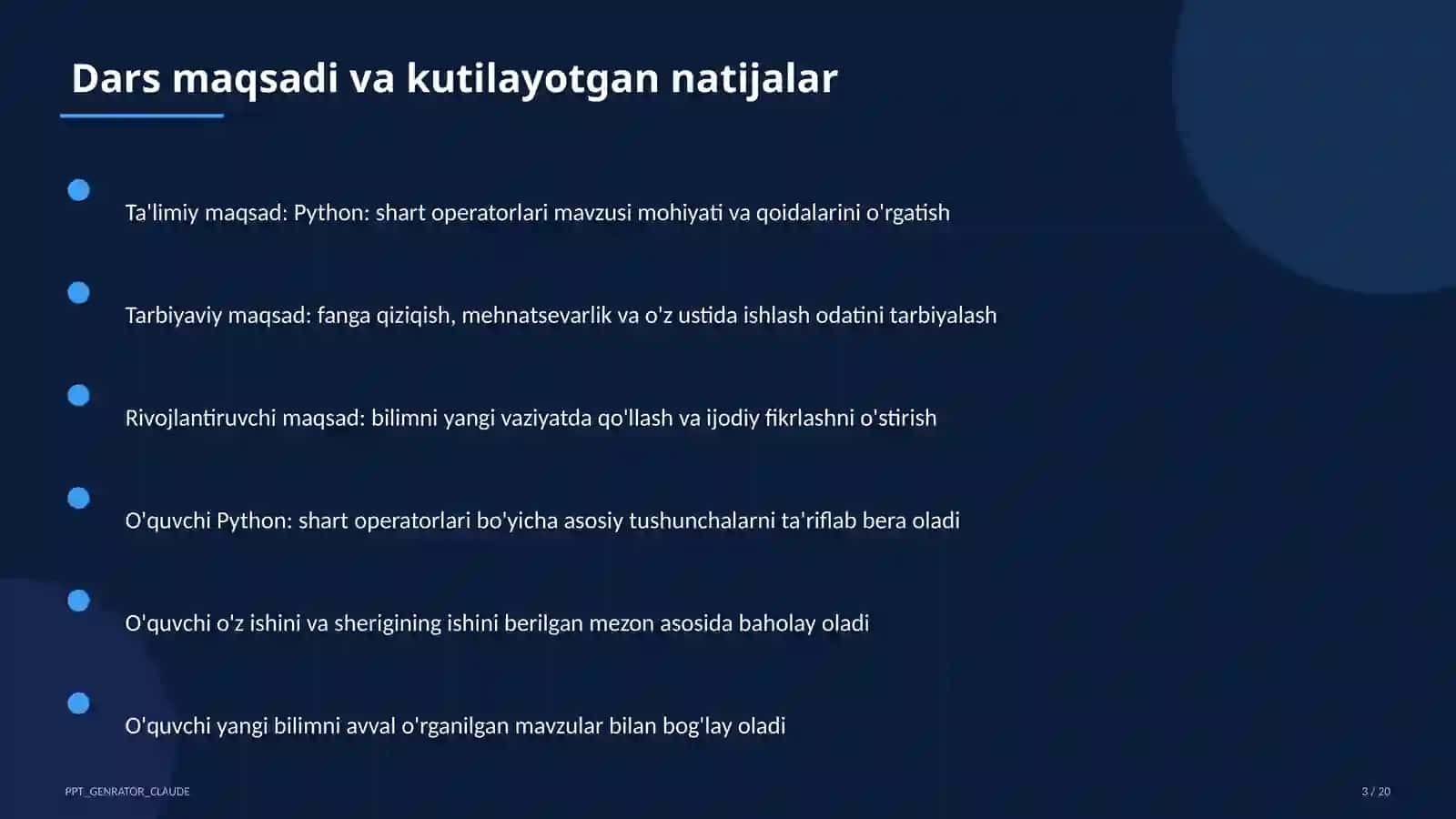 Python: shart operatorlari (8-sinf) 3