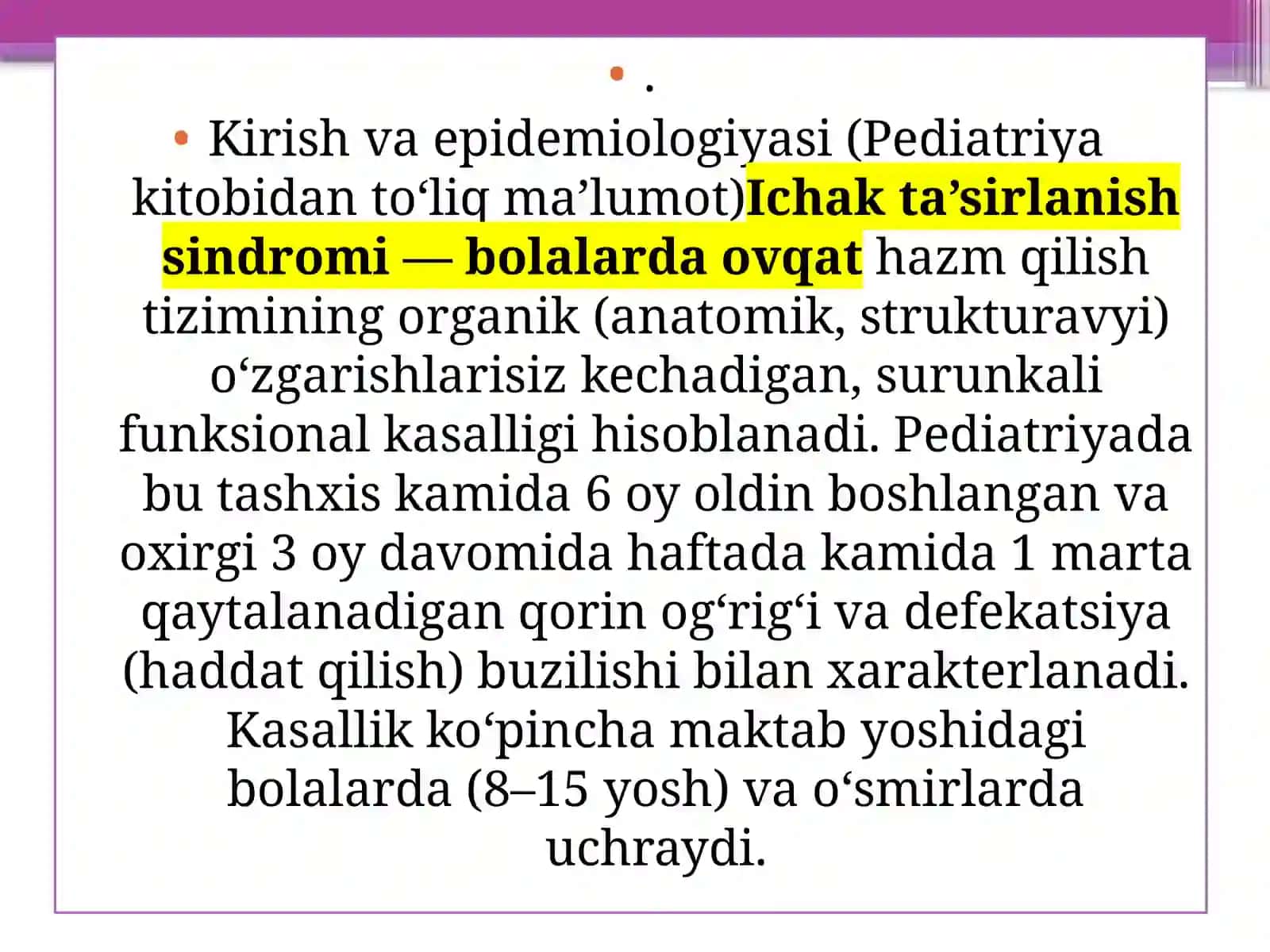 Ichakta’sirlanish sindromi 3