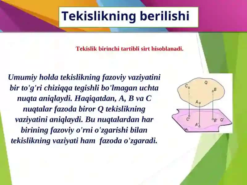 Tekislikning berilishi 3