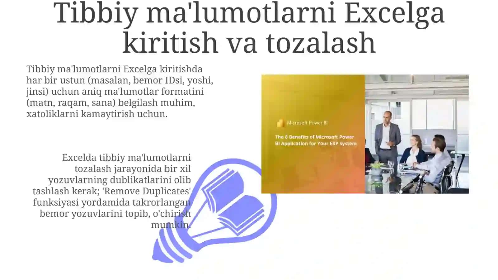 MS Excel dasturida tibbiy ma'lumotlar bilan ishlash. Hisobotlar tayyorlash 3