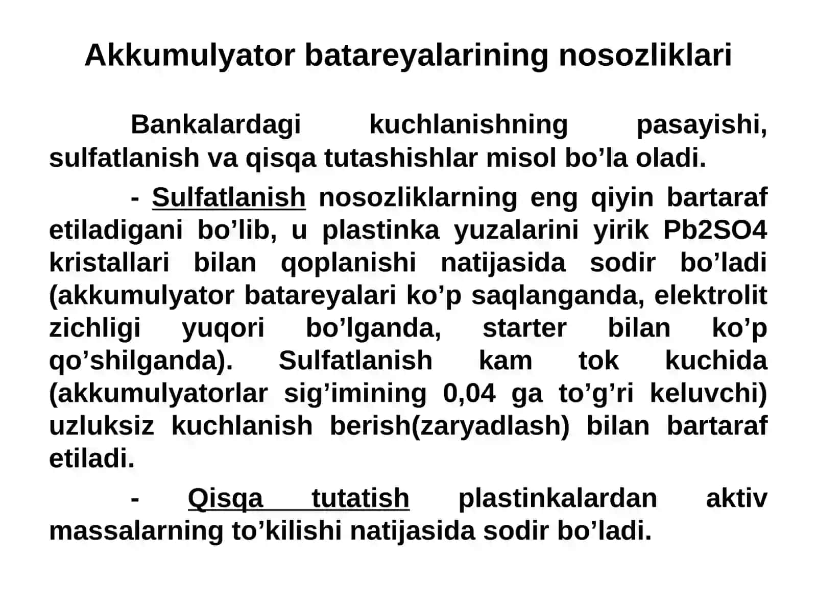 Avtomobilning elektr jihozlariga TXK va ta’mirlash ishlari texnologiyasi 3