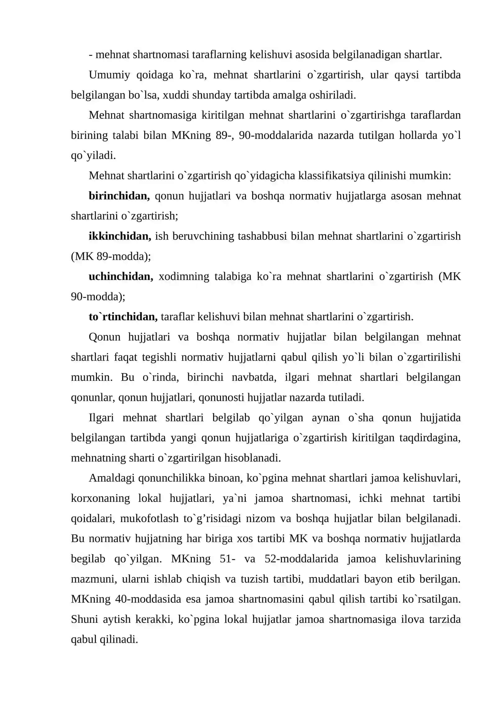Mehnat shartnomasini o`zgartirish 3