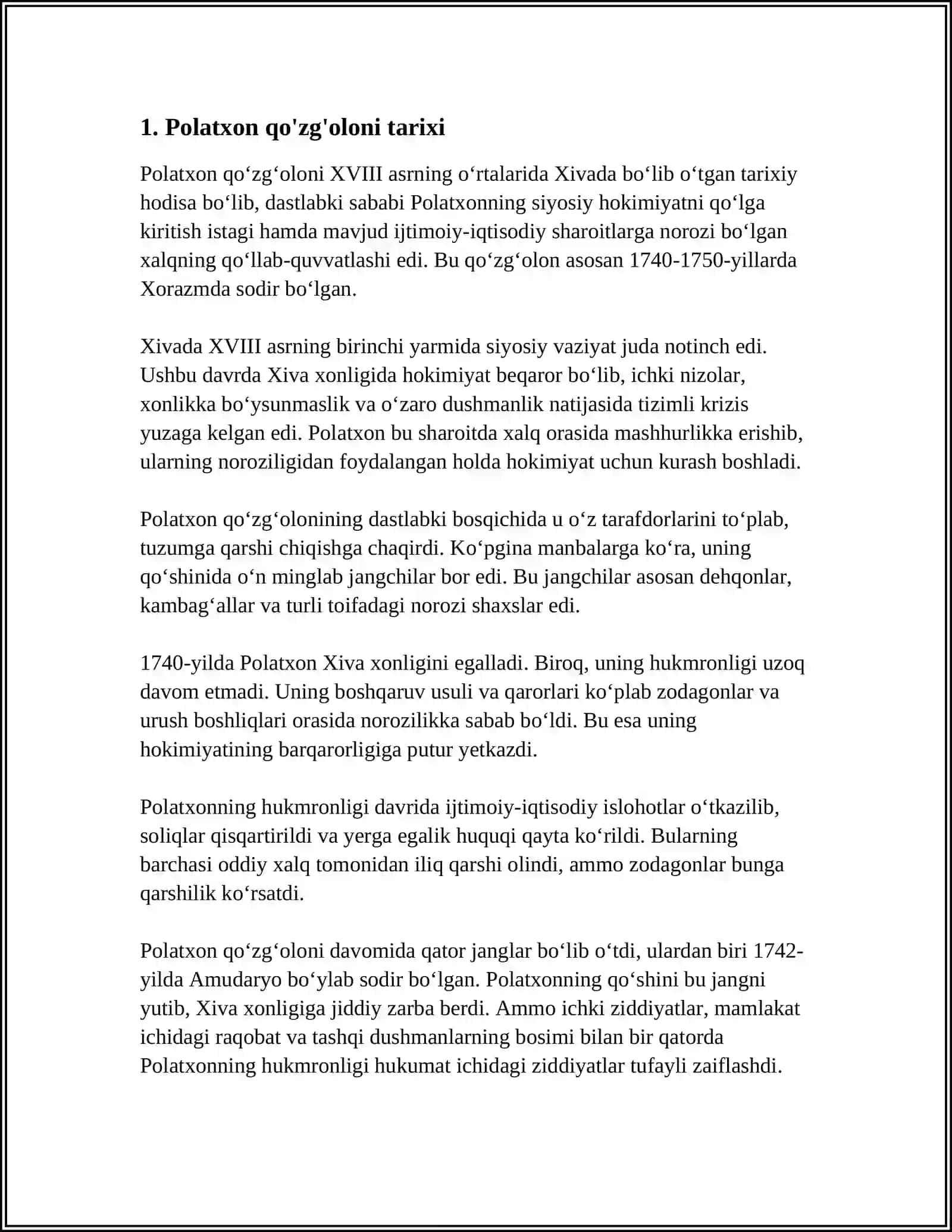 Polatxon Qo'zg'oloni Tarixi 3