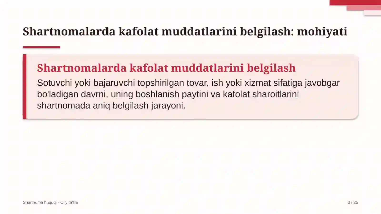 Franchayzing tarmoqlarida shartnomalarda kafolat muddatlarini belgilash 3
