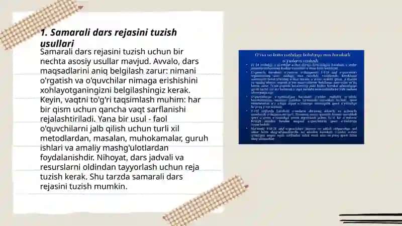 Samarali dars rejalashtirish usullari 3