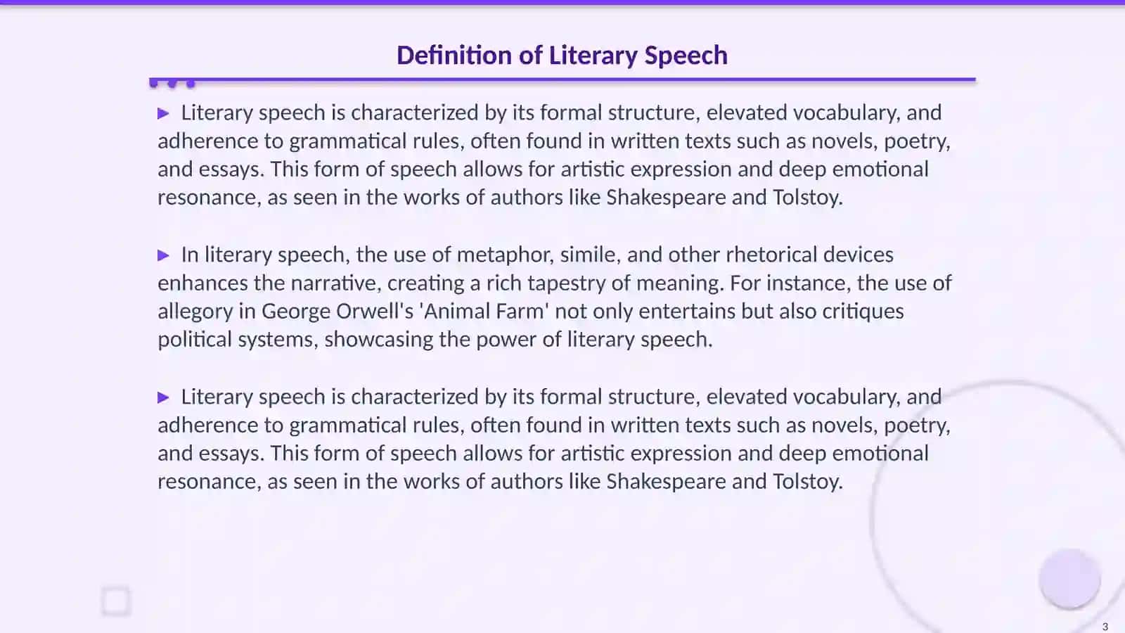 Literary Speech and Dialect Speech 3