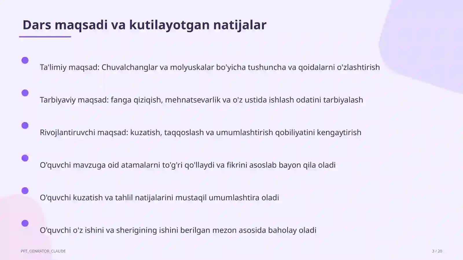 Chuvalchanglar va molyuskalar (7-sinf) 3