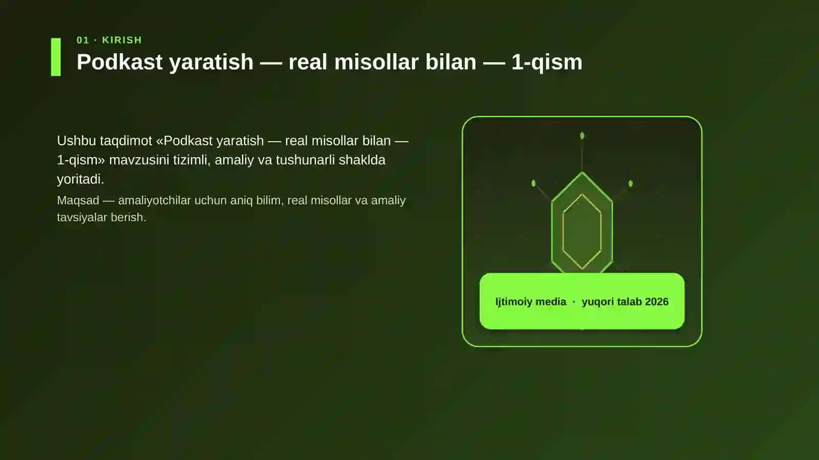 Podkast yaratish — real misollar bilan — 1-qism 3