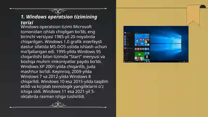 Windows operatsion tizmi 3