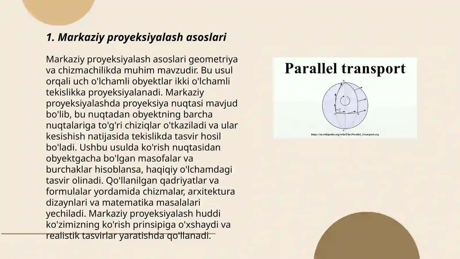 Markaziy va parallel proyeksiyalash 3