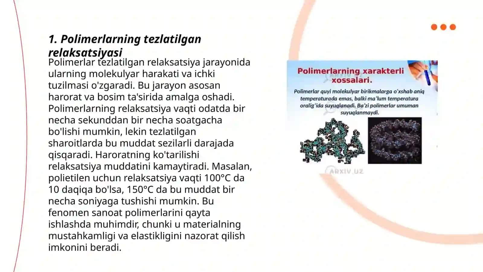 Polimerlarning relaksatsion xossalari 3