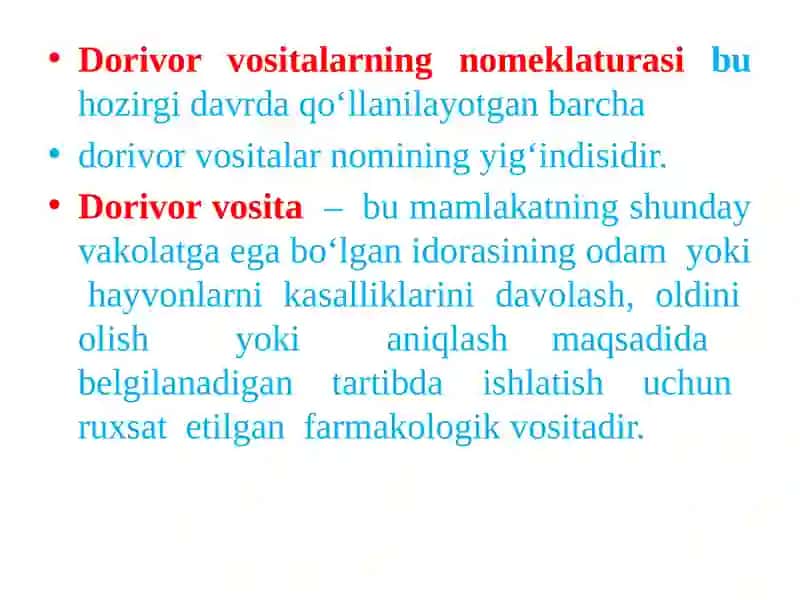 Dorivor vositalarning nomlanishi 3