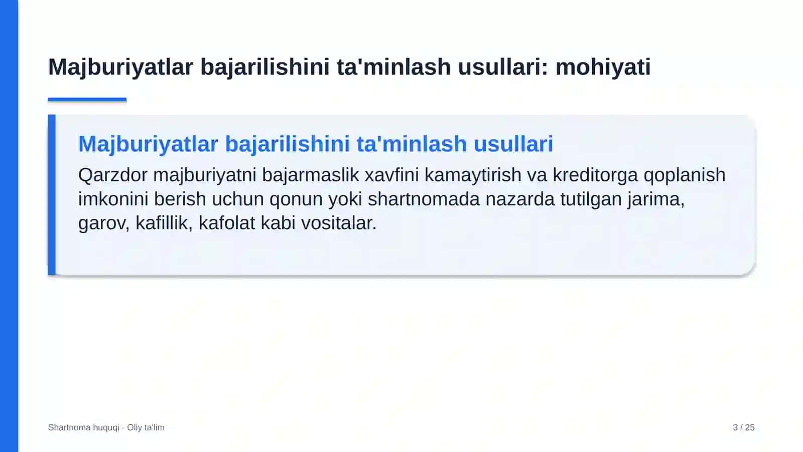 Chegara oldi savdosida majburiyatlarning bajarilishini ta'minlash usullari 3
