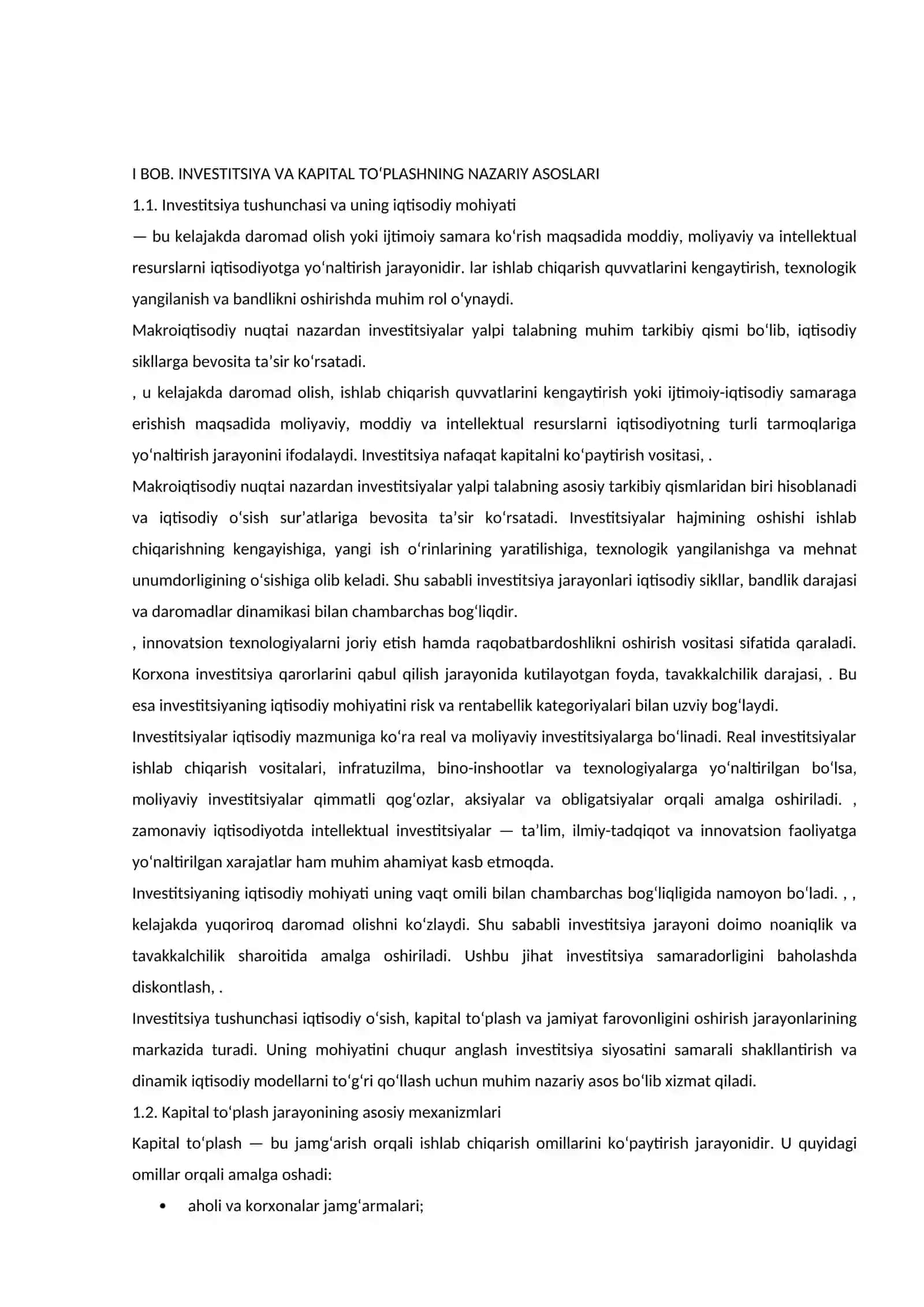 INVESTITSIYA VA KAPITAL TO‘PLASHNING DINAMIK MODELLARI 3