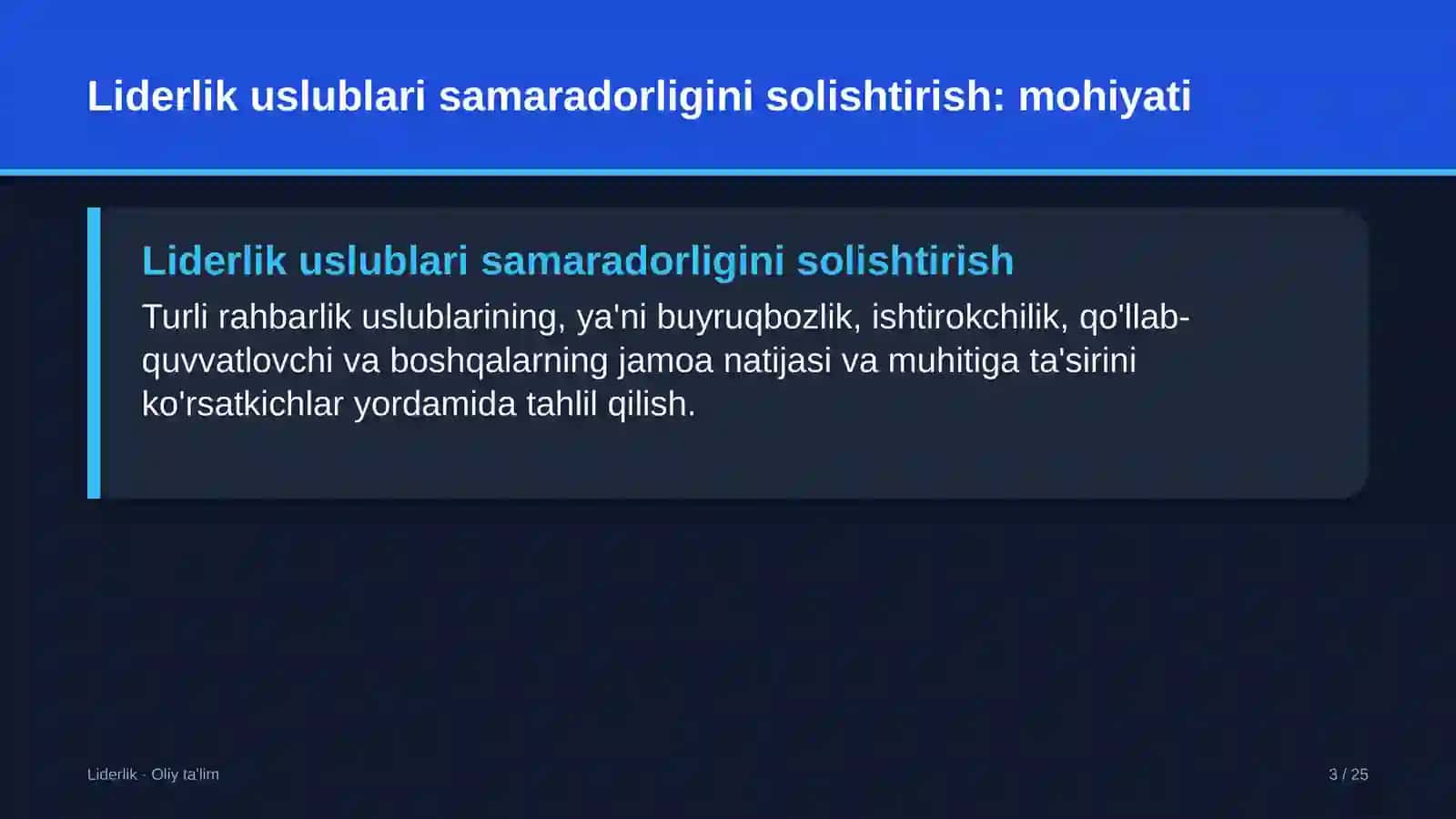 Developerlik kompaniyalarida liderlik uslublarining samaradorligini solishtirish 3