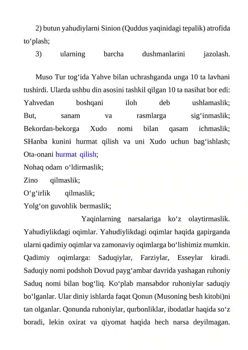 YAHUDIYLIK 	TA’LIMOTI,AN’ANA VA MAROSIMLARI 3