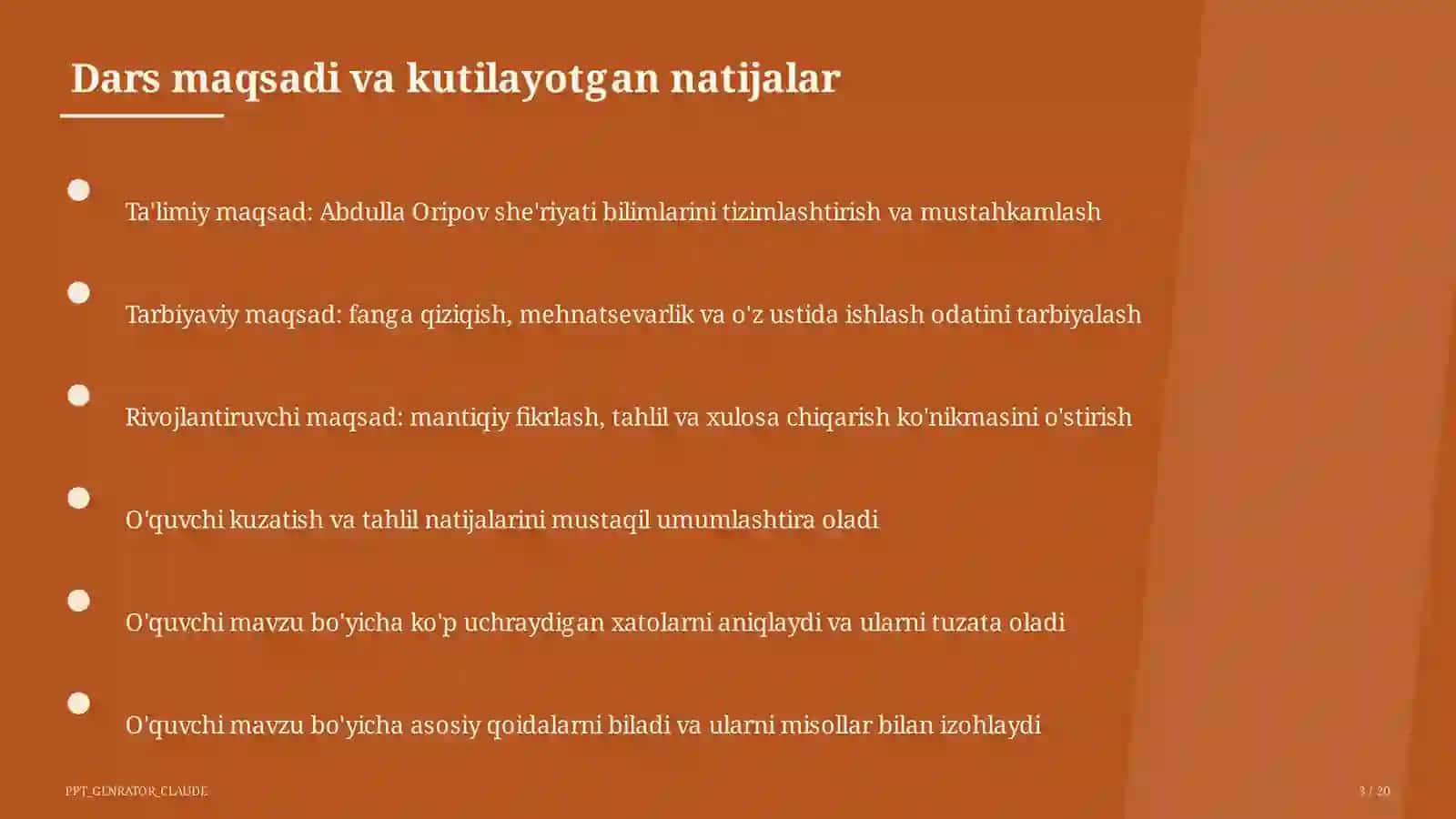 Abdulla Oripov she'riyati (9-sinf) 3