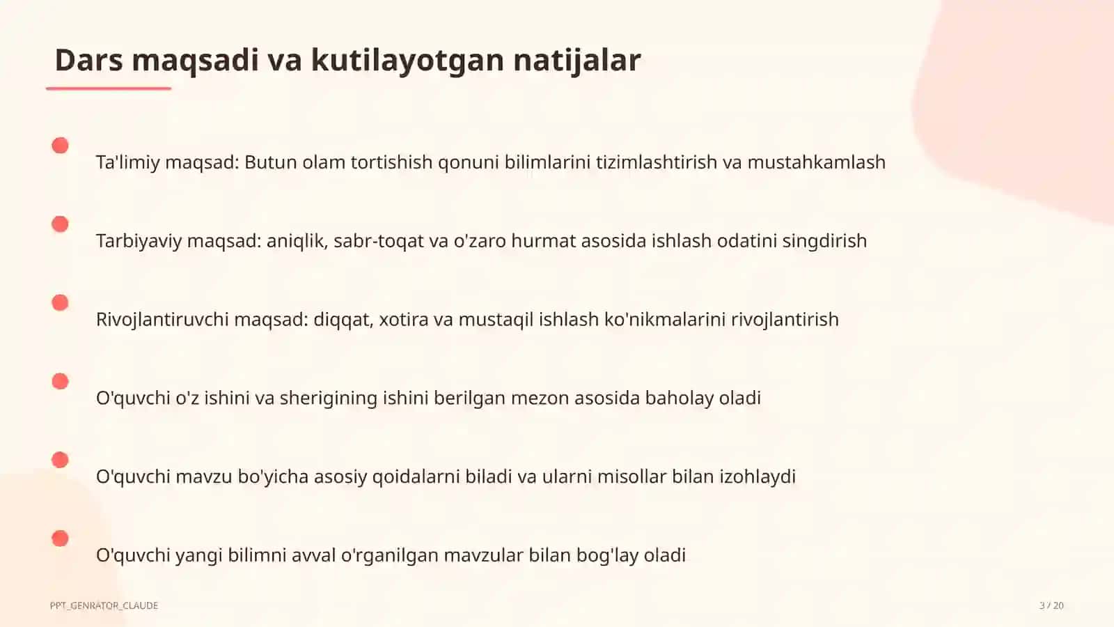Butun olam tortishish qonuni (9-sinf) 3