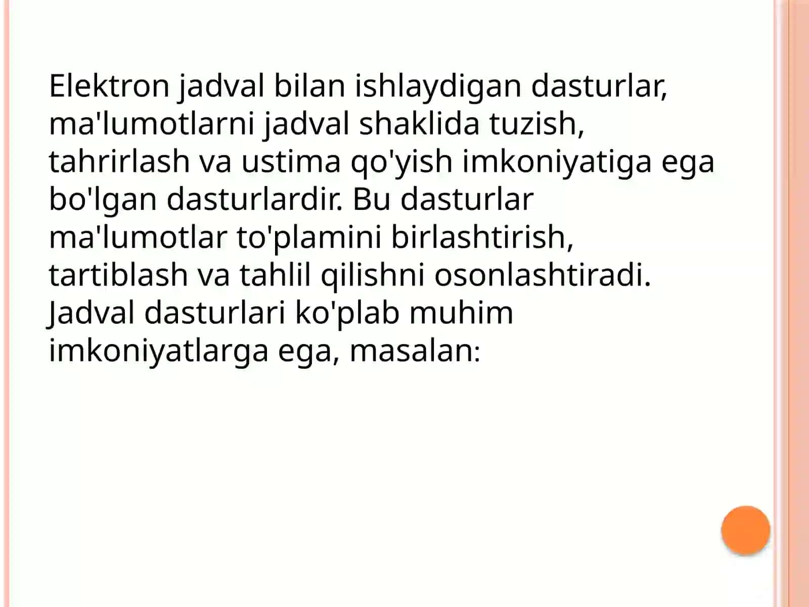 Elektronjadval bilan ishlaydigan dasturlar 3