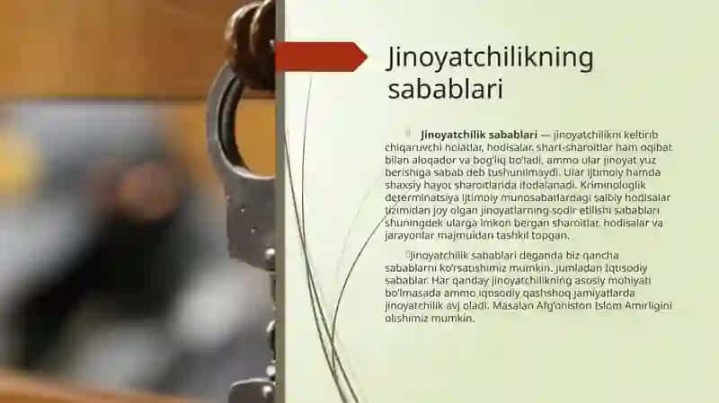 Jinoyatchilik sabablari. Jinoyatchi shaxsi tushunchasi, uning tuzilishi va kriminologik tavsifi. 3