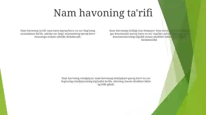 Nam Havoning Zichligi Gaz Doimiysi Va Entalpiyasi 3