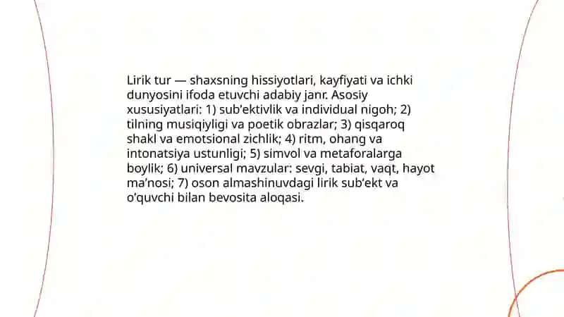 Lirik tur va uning janrlari 3