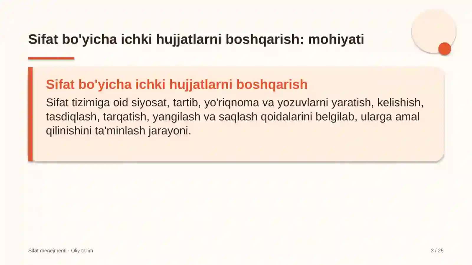 Sifat Menejmenti · Oliy Ta'lim 3