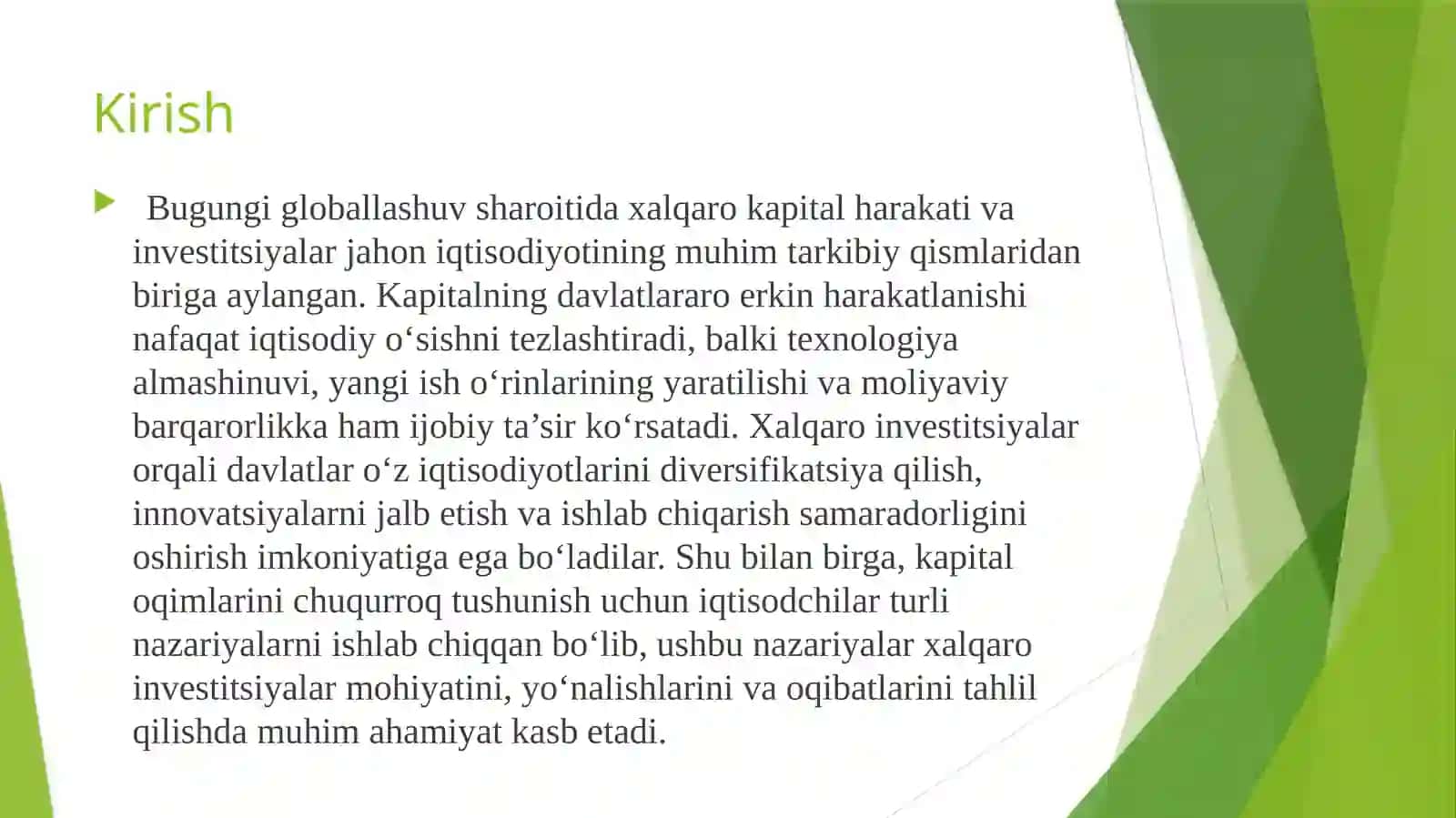 Xalqaro kapital harakati va investitsiyalarga oid nazariyalar 3