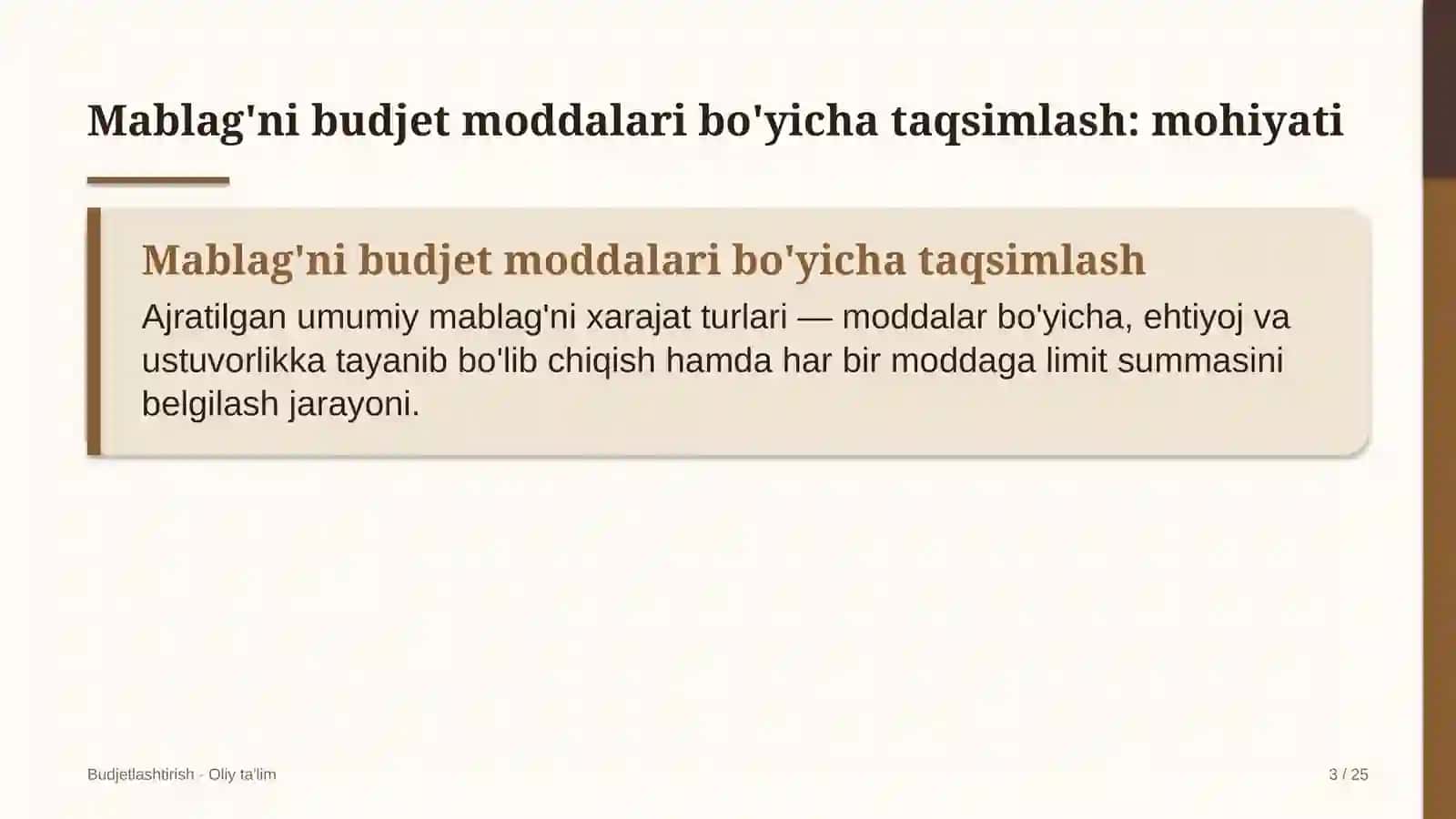 Prodyuserlik markazlarida mablag'larni budjet moddalari bo'yicha taqsimlash 3