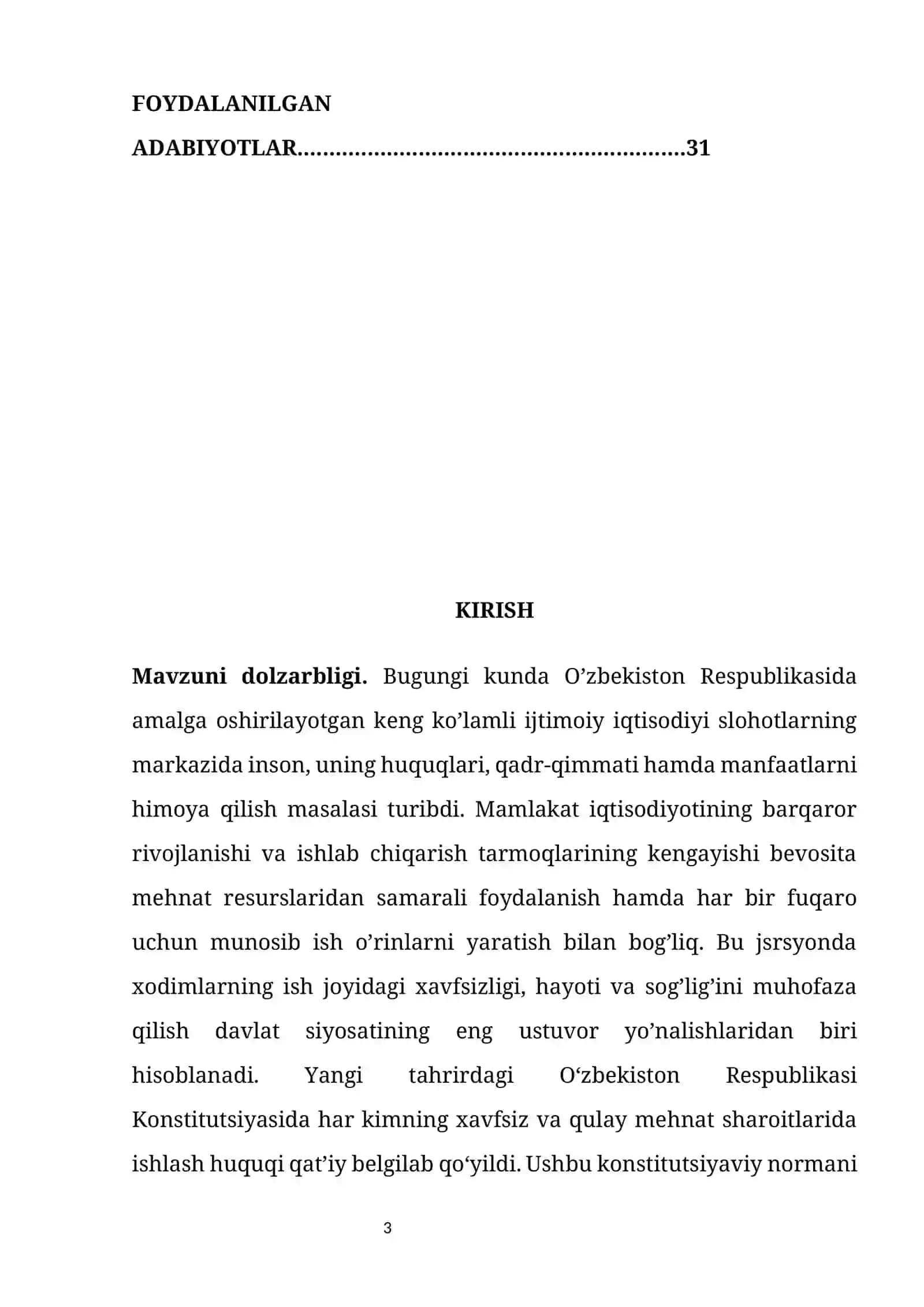 “Mehnat muhofazasi bo’yicha O’zbekiston Respublikasi mehnat kodekisining ahamiyati” 3