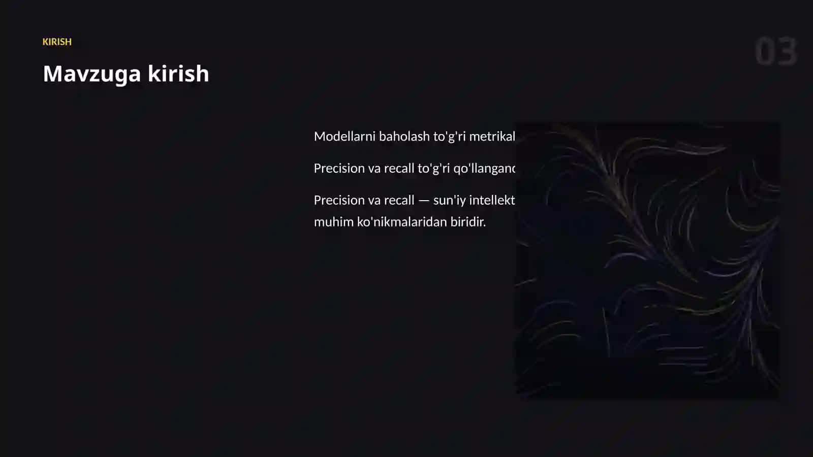 MODELLARNI BAHOLASH 3