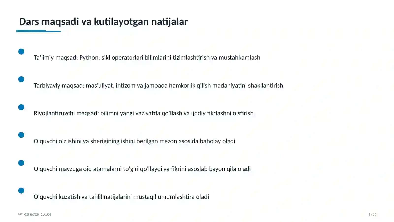 Python: sikl operatorlari (8-sinf) 3