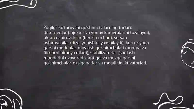 Yoqilgʻi koʻtaruvchi qoʻshimchalar 3