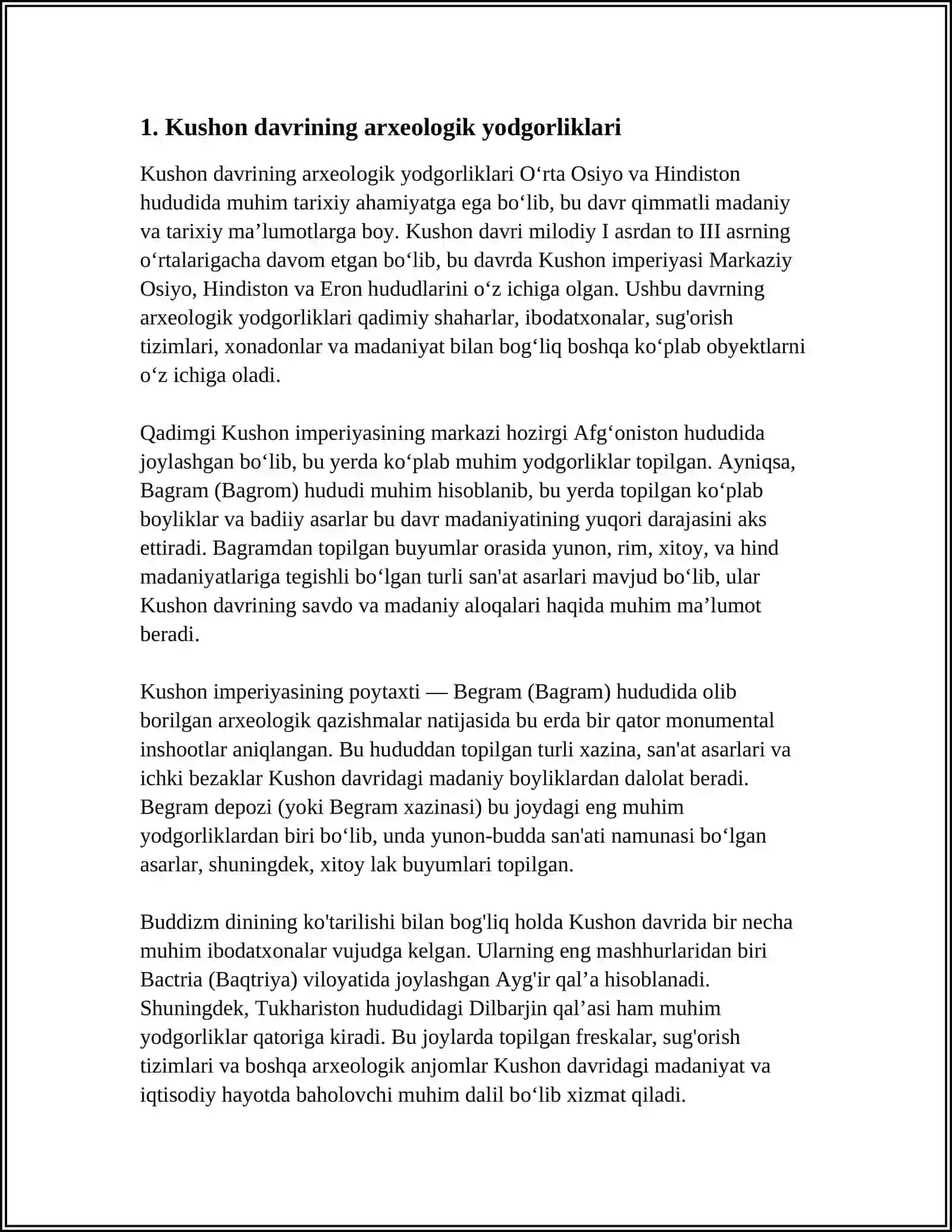 KUSHON DAVRI YODGORLIKLARI 3