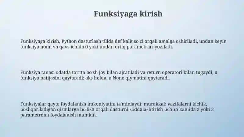Python dasturlash tilida funksiya 3
