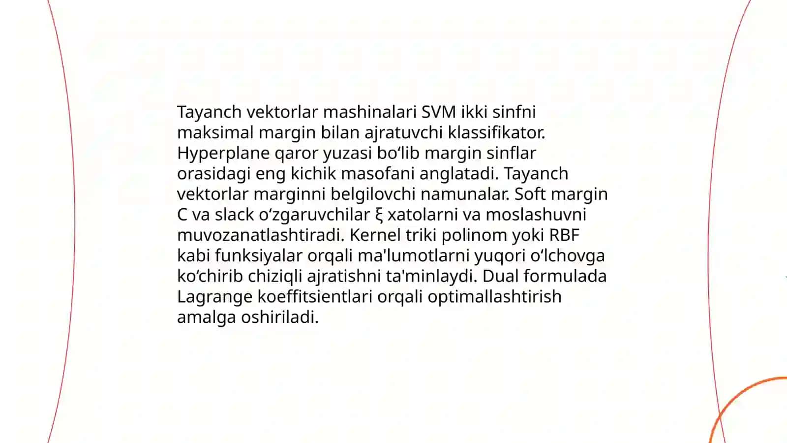 Tayanch vektorlar mashinalari (SVM) 3