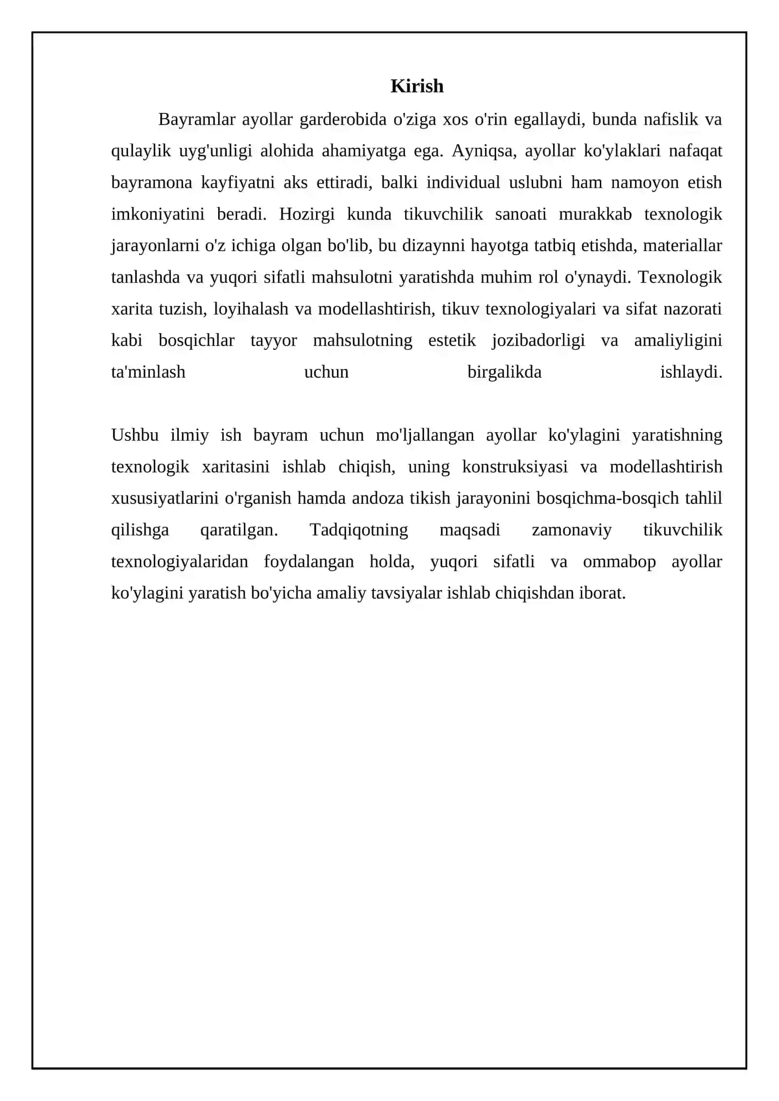 Ayollar bayram uchun ko‘ylagini texnologik xaritasini tuzish 3