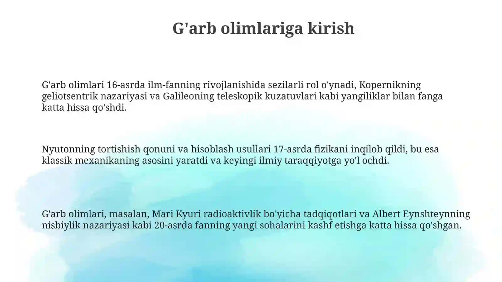 Gʻarb olimlari 3