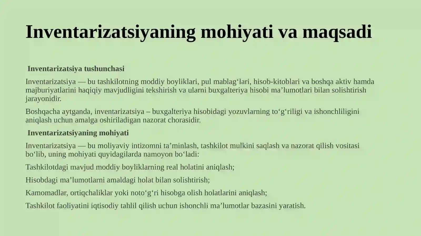 Inventarizatsiya va uni tashkil etish. 3