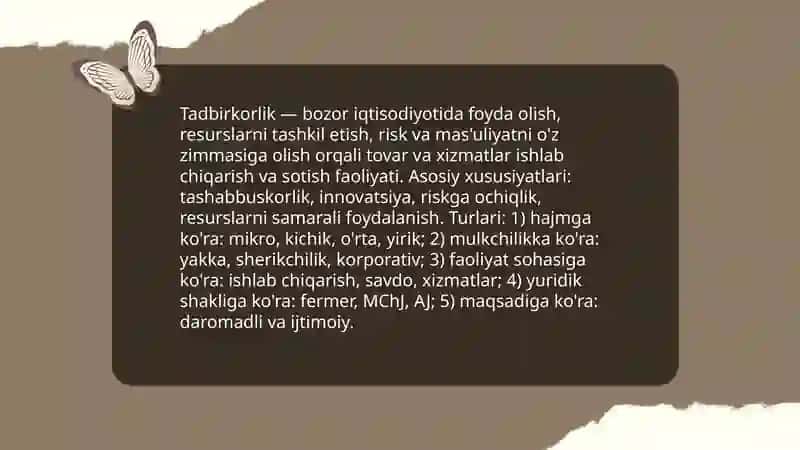Tadbirkorlik faoliyati va tadbirkorlik kapitali 3