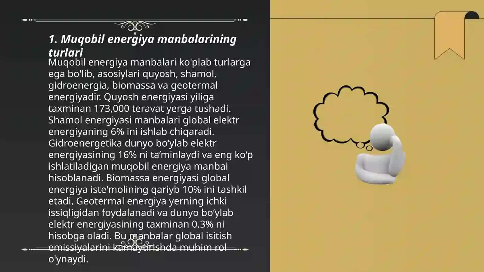 Muqobil energiya manbalarining turlari 3