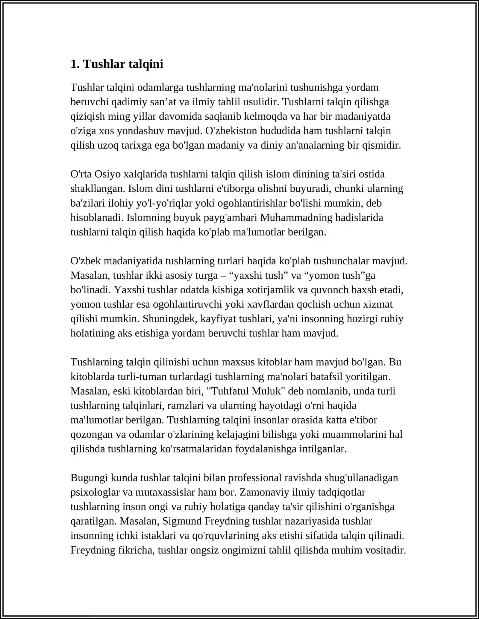 Tushlar talqini 3