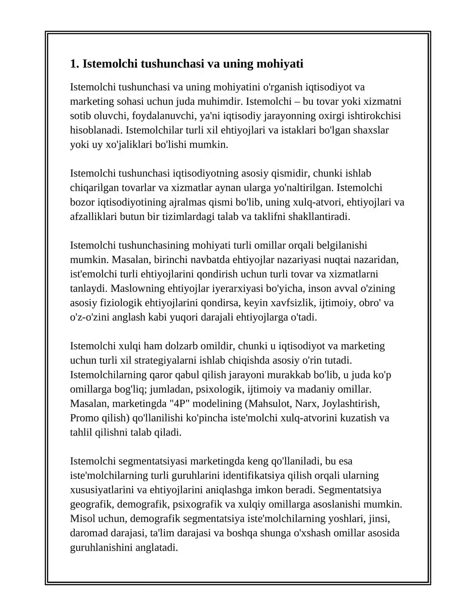 ISTE'MOLCHI: MOHIYATI, MARKETING TIZIMIDAGI O'RNI VA ROLI 3