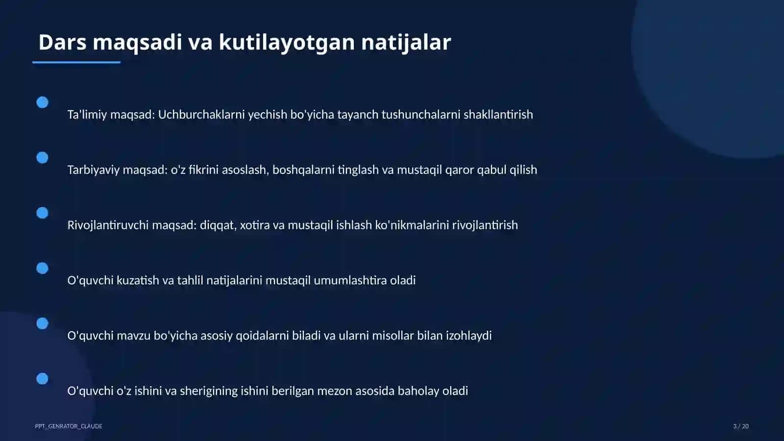 Uchburchaklarni yechish (9-sinf) 3