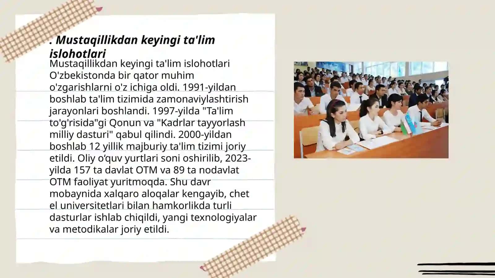 Mustaqillikdan keyingi ta'lim islohotlari 3