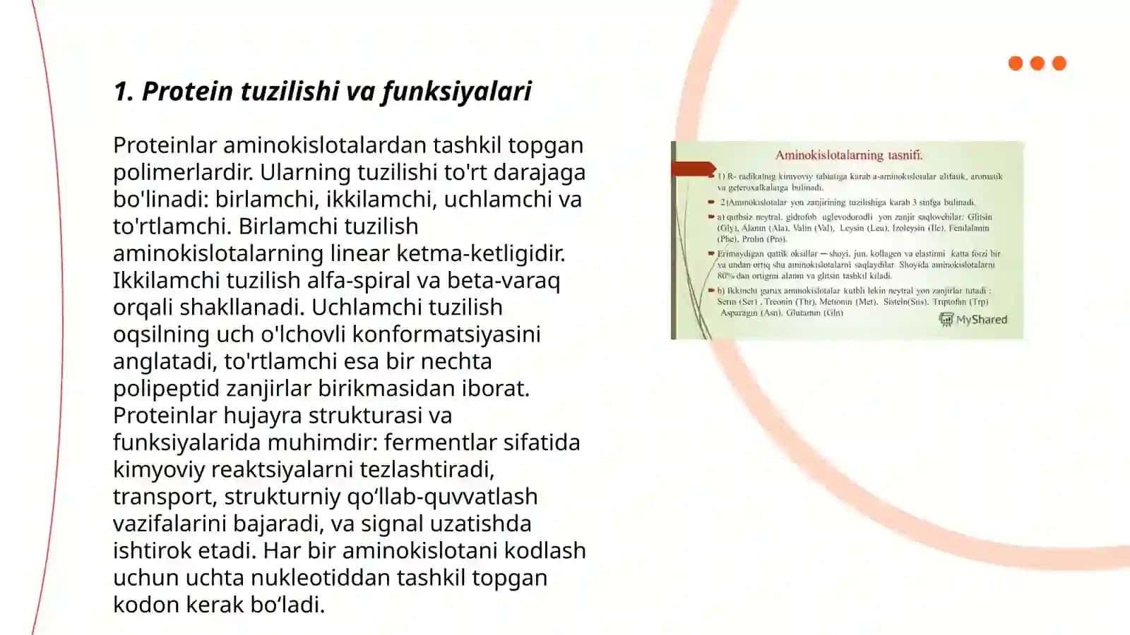 Protein va protenogenli aminokislotalar 3