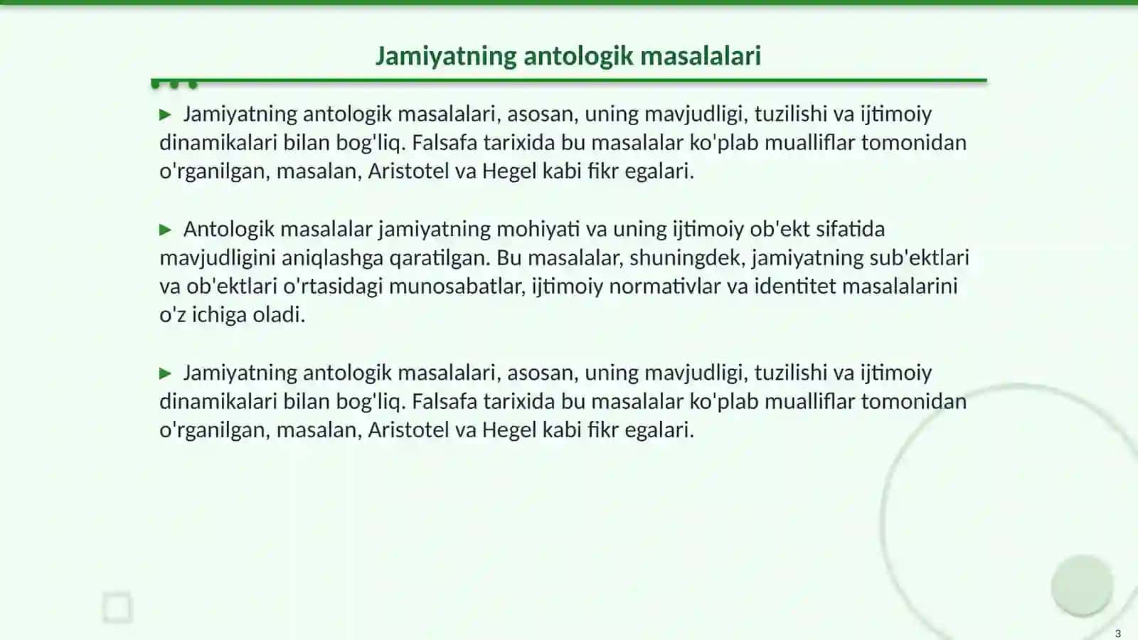 Jamiyat falsafasining asosiy antologik masalalaridan biri bo´lgan jamiyatning mavjudligi haqidagi realiat va nominalist qarashlarni tushuntiring 3