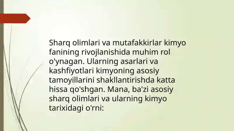 Sharq olimlari va mutafakkirlarining kimyo tarixida tutgan oʻrni 3
