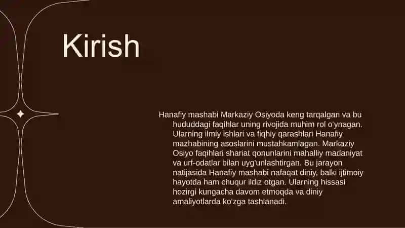 hanafiy mashabi rivojida markaziy osiyo boshlarining roli va hissasi 3
